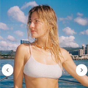 🚢 Wave Babe “Shimmer” Swim Top Size MD – Pearl White ✨🌊 | NWT